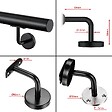 AICA SANITAIRE - Main courante inox 304 pour intérieur et extérieur -couleur noir- en 120cm- Fixation murale incluse - vignette