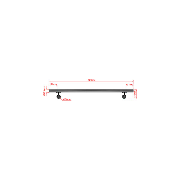 AICA SANITAIRE - Main courante inox 304 pour intérieur et extérieur -couleur noir- en 120cm- Fixation murale incluse - large