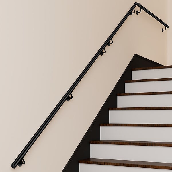 AICA SANITAIRE - Main courante inox 304 pour intérieur et extérieur -couleur noir- en 150cm- Fixation murale incluse - large