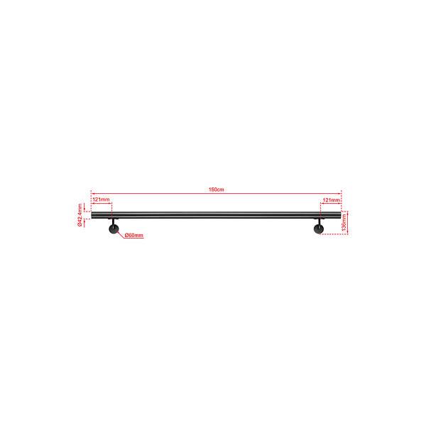 AICA SANITAIRE - Main courante inox 304 pour intérieur et extérieur -couleur noir- en 150cm- Fixation murale incluse - large