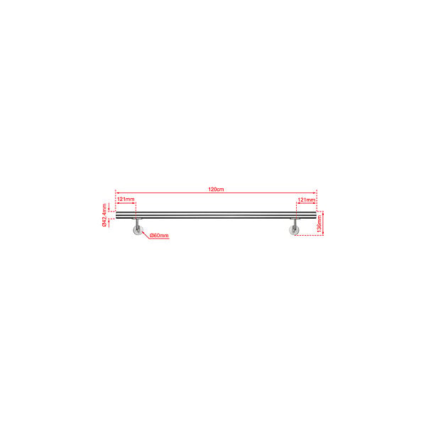 AICA SANITAIRE - Main courante inox 304 pour intérieur et extérieur - couleur argent- en 120cm- Fixation murale incluse - large