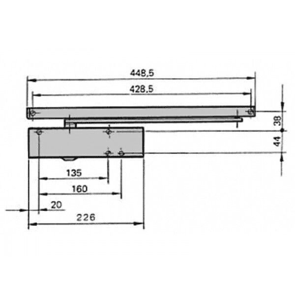 GEZE - Ferme-porte complet bras à glissière finition argent TS Wood - large