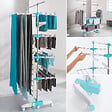 ID MARKET - Séchoir à linge vertical pliable 4 niveaux OPTIMUM capacité 30M avec tringle télescopique blanc et bleu - vignette