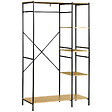 HOMCOM - Penderie portant à vêtements style industriel en métal avec tringle et 4 étagères - dim. 100L x 46L x 170,5H cm - métal aspect chêne clair - vignette
