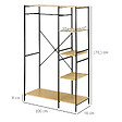 HOMCOM - Penderie portant à vêtements style industriel en métal avec tringle et 4 étagères - dim. 100L x 46L x 170,5H cm - métal aspect chêne clair - vignette