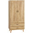 HOMCOM - Armoire de rangement design scandinave - armoire de chambre - placard 2 portes avec penderie - 2 tiroirs - aspect chêne clair - vignette