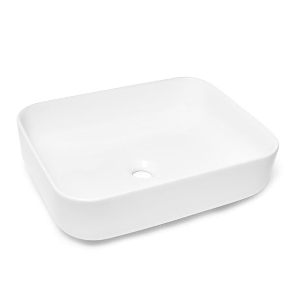 SWISS AQUA TECHNOLOGIES - Vasque à poser Infinitio 50 x 39 x 13 cm, sans trop-plein, Blanc brillant (SATINF5039) - large