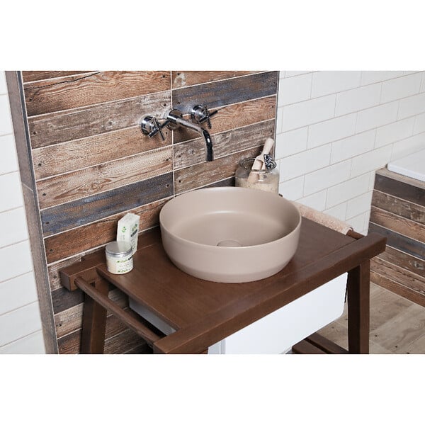 SWISS AQUA TECHNOLOGIES - Swiss Aqua Technologies Set vasque à poser 39x39x12cm sans trop-plein + bonde à écoulement libre Infinitio marron mat - large