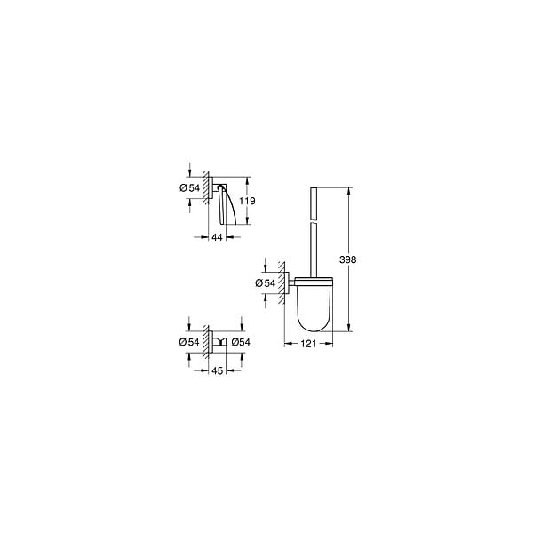 GROHE - Grohe Essentials Set d’accessoires 3 en 1 : Patère murale + Brosse WC et support + Support papier-toilette, chrome (40407001) - large