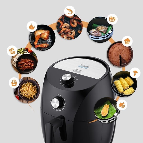 KITCHEN MOVE - Friteuse électrique sans Huile TORNADO Noir Polypropylène 3.5L 1400W - large
