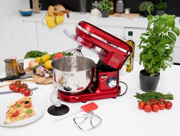 KITCHEN MOVE - Robot patissier multifonction DALLAS Rouge Acier 1500W - large