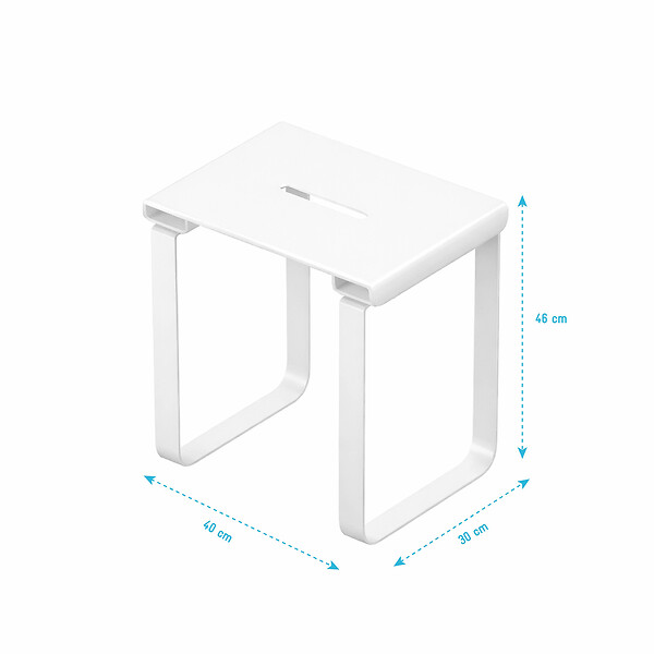 AURLANE - SIEGE DE DOUCHE EN INOX BLANC MAT - 40x30x46 cm - large
