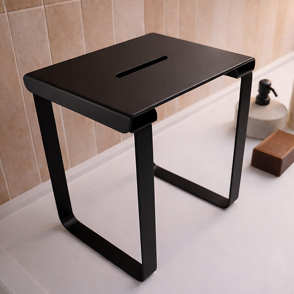 AURLANE - SIEGE DE DOUCHE EN INOX NOIR MAT - 40x30x46 cm - large
