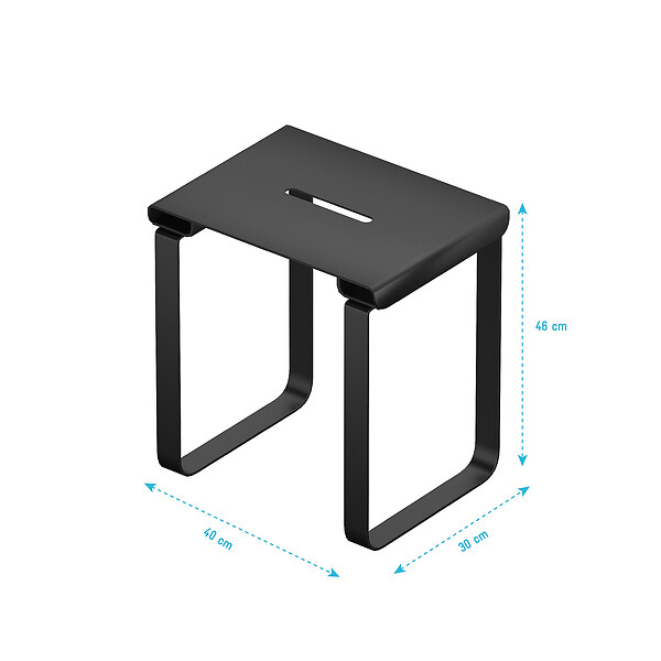 AURLANE - SIEGE DE DOUCHE EN INOX NOIR MAT - 40x30x46 cm - large