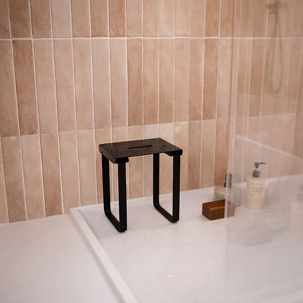 AURLANE - SIEGE DE DOUCHE EN INOX NOIR MAT - 40x30x46 cm - large