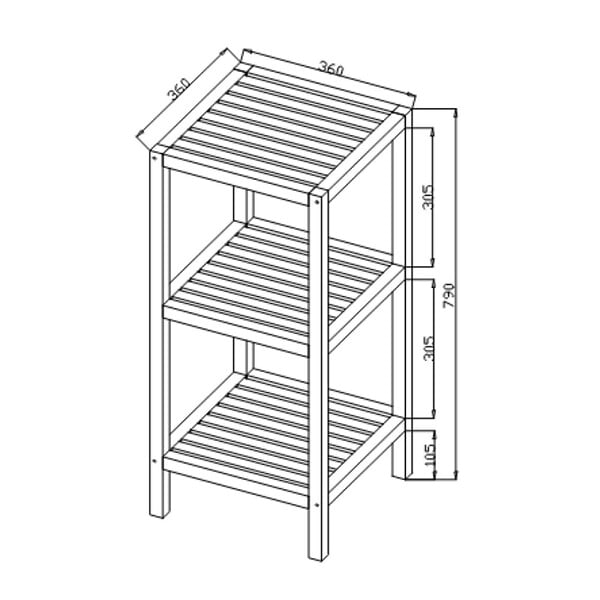 NATUREL - Etagère sur pied Naturel Home 36x79x36 cm, bois  (HOMEREG3) - large