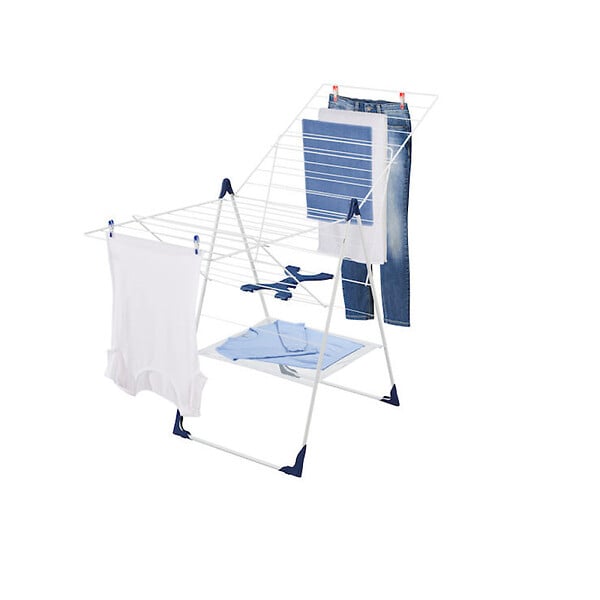 LEIFHEIT - Leifheit Flex séchoir sur pied Classic 250, étendoir avec filet à linge, résistant au intempéries, blanc/bleu (81409) - large