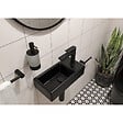 SWISS AQUA TECHNOLOGIES - Swiss Aqua Technologies Lave-mains suspendu Brevis Noir 40,5 × 20,5 × 10,5 cm – trou de robinetterie à droite (SATBRE4020SRBKM) - vignette