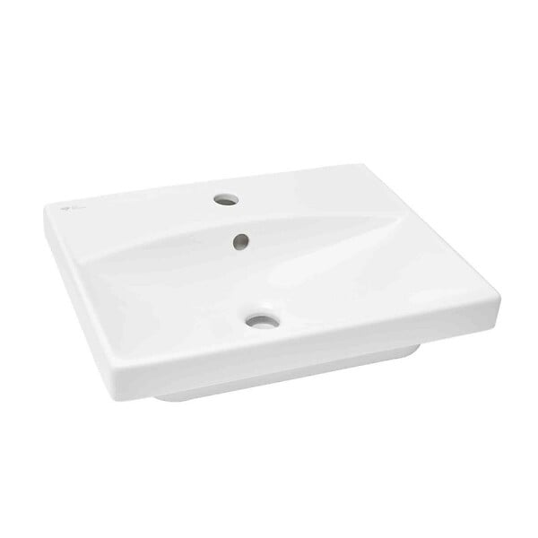 SWISS AQUA TECHNOLOGIES - Brevis Lavabo suspendu avec trou pour robinetterie au milieu, 50,5x40x14cm (SATBRE5040S) - large