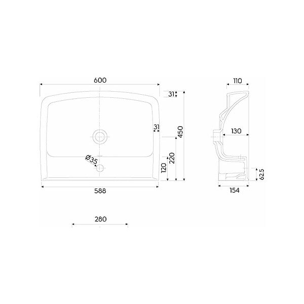 KOLO BY GEBERIT - Rekord Lavabo suspendu 60x45cm, avec perçage et débordement (K91962000) - large