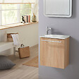 PLANETE BAIN - Meuble lave-mains pour wc finition chêne oak avec robinet eau froide - vignette