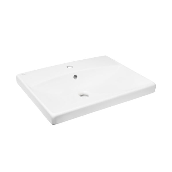 SWISS AQUA TECHNOLOGIES - Brevis Lavabo suspendu avec trou pour robinetterie au milieu, 60x45x14cm (SATBRE6045S) - large