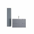 AURLANE - Meuble et colonne de Salle de Bains LEON 80cm Gris Souris - Façades Ondulées - Vasque Blanche Mate - vignette