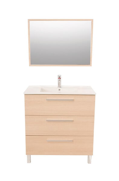 ONDEE - Meuble à poser PALLAS - 80cm - Chêne clair - Mélaminé - Livré en kit - PEFC - large