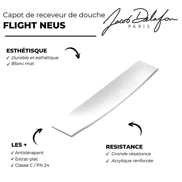 JACOB DELAFON - Jacob delafon - Capot pour receveur 80 cm Flight Neus blanc mat - large