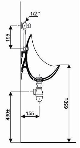GEBERIT - Urinoir en grès Aubagne Geberit - Avec siphon - Robinet temporisé - large