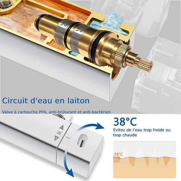 AICA SANITAIRE - AICA Colonne de douche thermostatique, avec mitigeur thermostatique - large