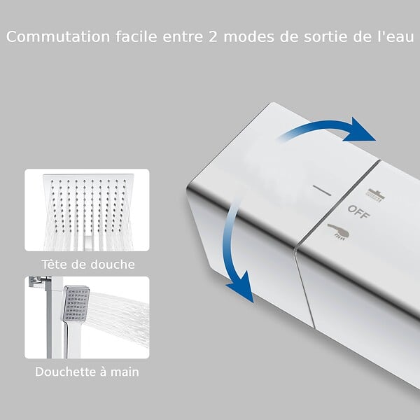 AICA SANITAIRE - AICA Colonne de douche thermostatique, avec mitigeur thermostatique - large