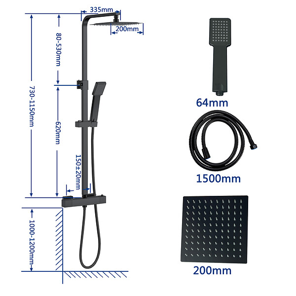 AICA SANITAIRE - AICA Colonne de Douche Thermostatique avec Mitigeur Ensemble de Douche Hauteur Réglable Système Mitigeur Thermostatique Douche - large