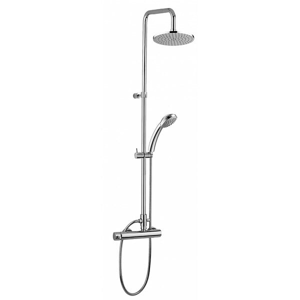 PAFFONI - Paffoni STICK FIX Colonne de douche complète avec mitigeur à levier + Douchette à main + Flexible, Chrome (ZCOL686) - large