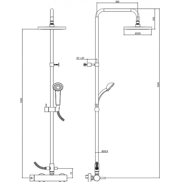 PAFFONI - Paffoni STICK FIX Colonne de douche complète avec mitigeur à levier + Douchette à main + Flexible, Chrome (ZCOL686) - large
