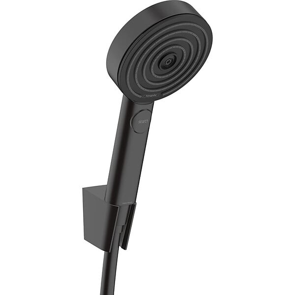 HANSGROHE - Pulsify Select Ensemble support mural et douchette 105 3 jets Relaxation avec flexible 160 cm, Noir mat (24303670) - large
