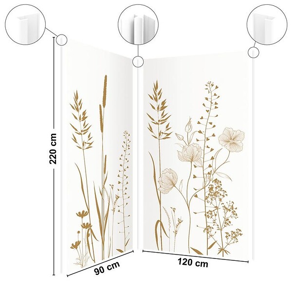 99DECO - Lot de 2 panneaux de douche en aluminium (90x220 & 120x220 cm) + profilés blanc - Vegetalist - Marron - large