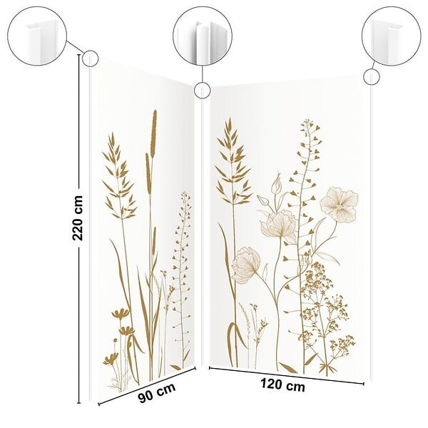 99DECO - Lot de 2 panneaux de douche en aluminium (90x220 & 120x220 cm) + profilés blanc - Vegetalist - Marron - large