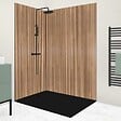 99DECO - Lot de 2 panneaux de douche en PVC effet bois (90x220 & 120x220 cm) + marron et noir + profilés noir - Japandi - vignette