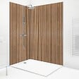 99DECO - Lot de 2 panneaux de douche en PVC effet bois (90x220 & 120x220 cm) + marron et noir + profilés noir - Japandi - vignette