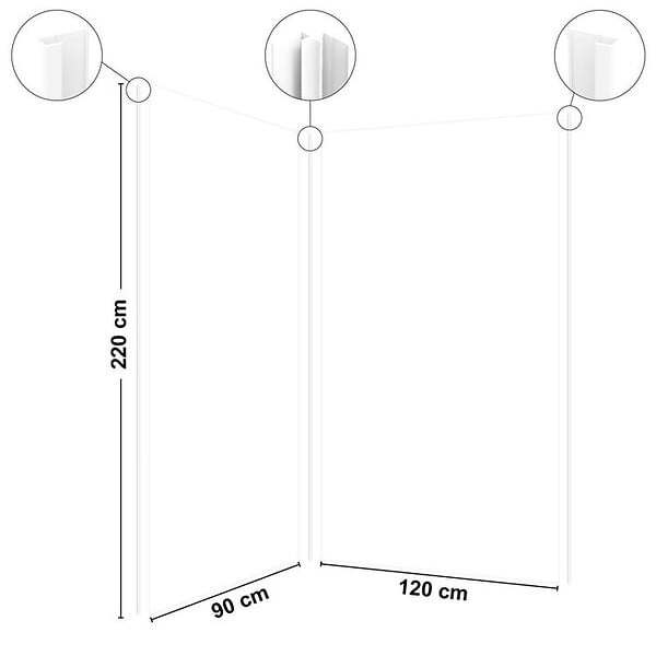 99DECO - Lot de 2 panneaux de douche en aluminium (90x220 & 120x220 cm) + profilés blanc - Essentiel - Blanc - large
