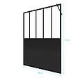 AURLANE - Paroi de douche 140x200 cm type Verriere - Verre trempe et Structure aluminium noir mat - vignette