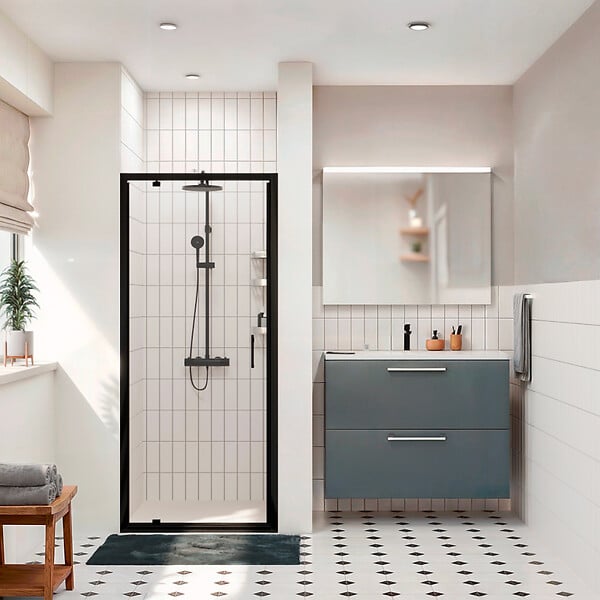 CERAMIA - Ceramia Zenith Porte de douche 80x195cm pivotante anticalcaire avec profilés Noir mat (CERAHZ80B) - large