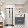 CERAMIA - Ceramia Zenith Porte de douche 80x195cm pivotante anticalcaire avec profilés Noir mat (CERAHZ80B) - vignette