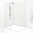 99DECO - Lot de 2 panneaux de douche en aluminium (90x220 & 120x220 cm) + profilés blanc - Effet Marbre clair - vignette
