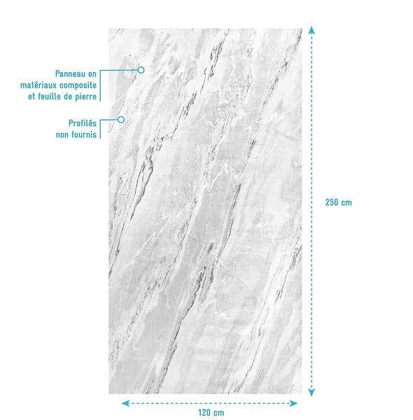 AURLANE - Panneau Mural Pierre Finition Artic Storm 120 x 250 cm - STONE'IT - large