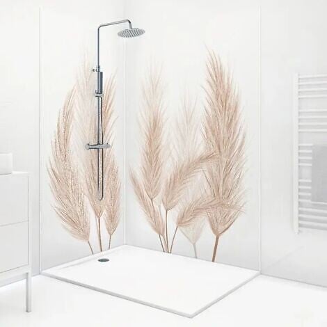 99DECO - Lot de 2 panneaux de douche en aluminium (90x220 & 120x220 cm) + profilés blanc - Pampa - Marron - large