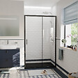 CERAMIA - Ceramia PURA Porte de douche 100x195cm coulissante anticalcaire avec profilés Noir mat (CERAHP100B) - vignette