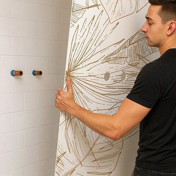 99DECO - Lot de 2 panneaux de douche en aluminium (90x220 & 120x220 cm) + profilés blanc - Lamnar - Noir - large