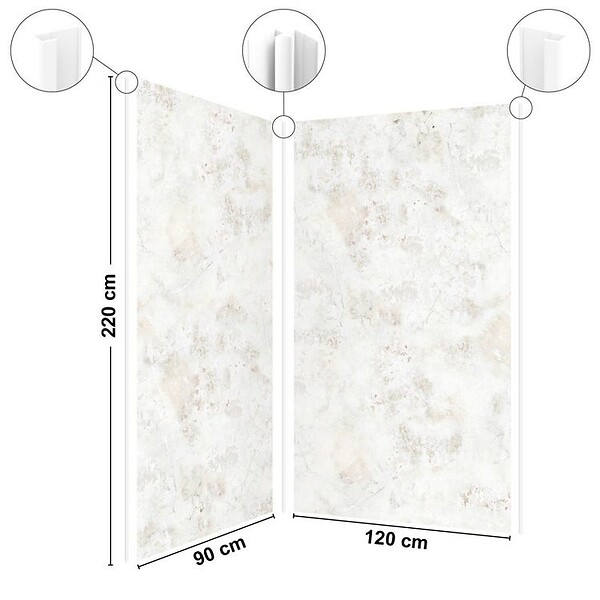 99DECO - Lot de 2 panneaux de douche en PVC (90x220 & 120x220 cm) + profilés blanc - New Trashwall - Marron - large